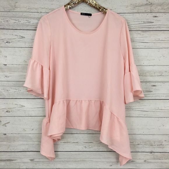 Gibson Tops - 🍁Gibson blush pink ruffle bell sleeve tunic top